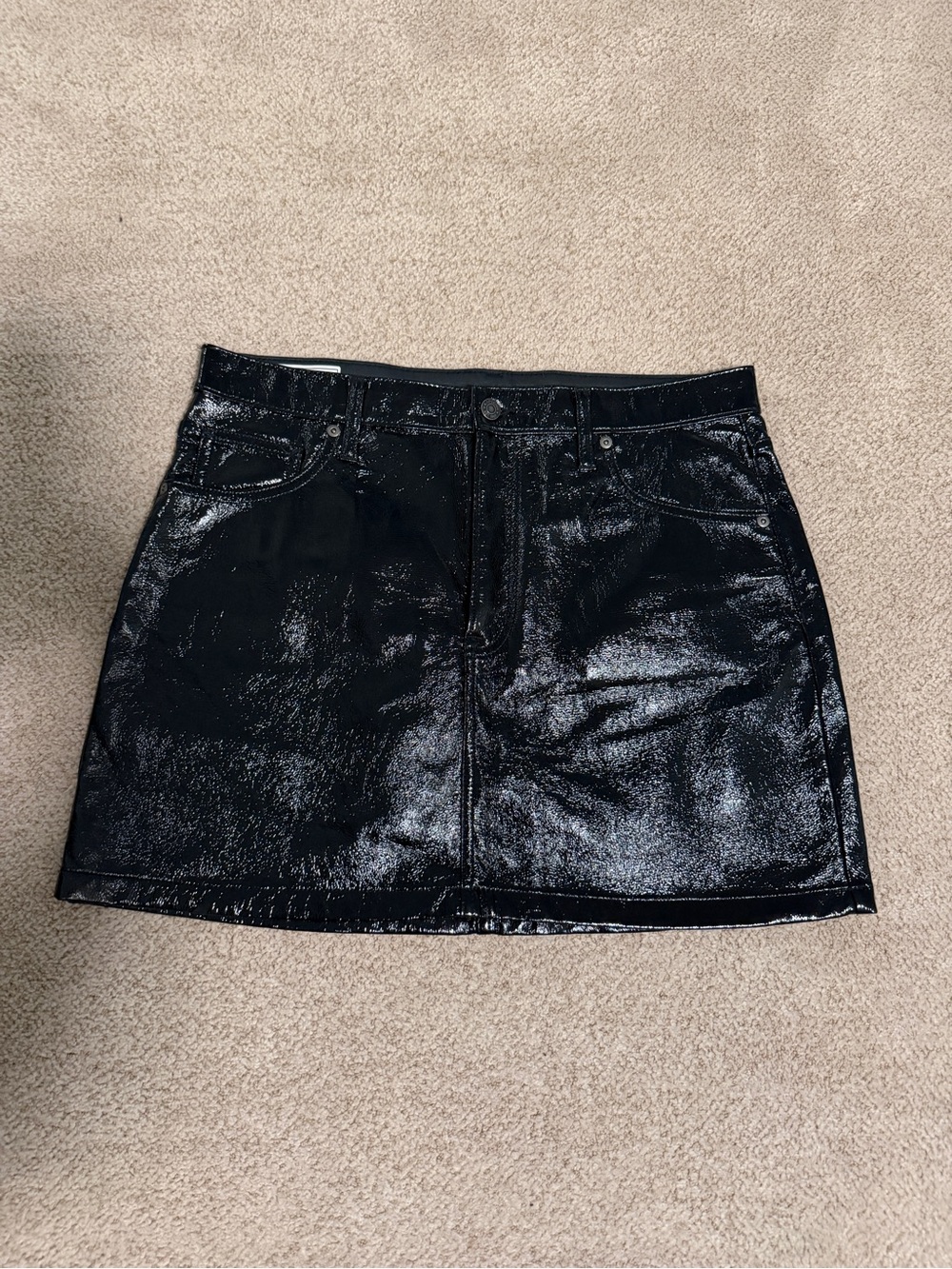 GAP Black Patent Faux Leather Mini Skirt